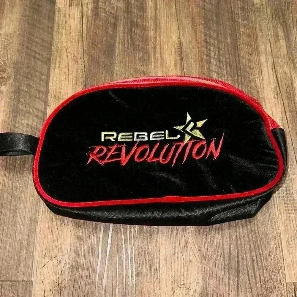 Cheer Rebel‎ Revolution Shoe Bag BAG ONLY Black and Red Velour Mesh Zip Closure